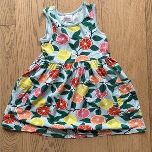 Hanna Andersson Girls Sleeveless Print Pocket Citrus Dress, Size 6-7
